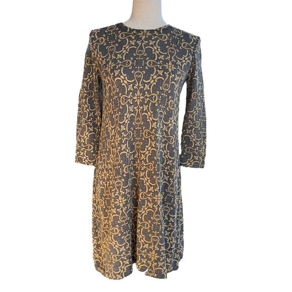 J. McLaughlin Metallic Scroll Long Sleeve Dress XS - Picture 3 of 8
